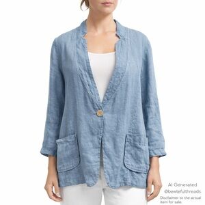 Bella Amore M Periwinkle Linen Jacket Made in Italy